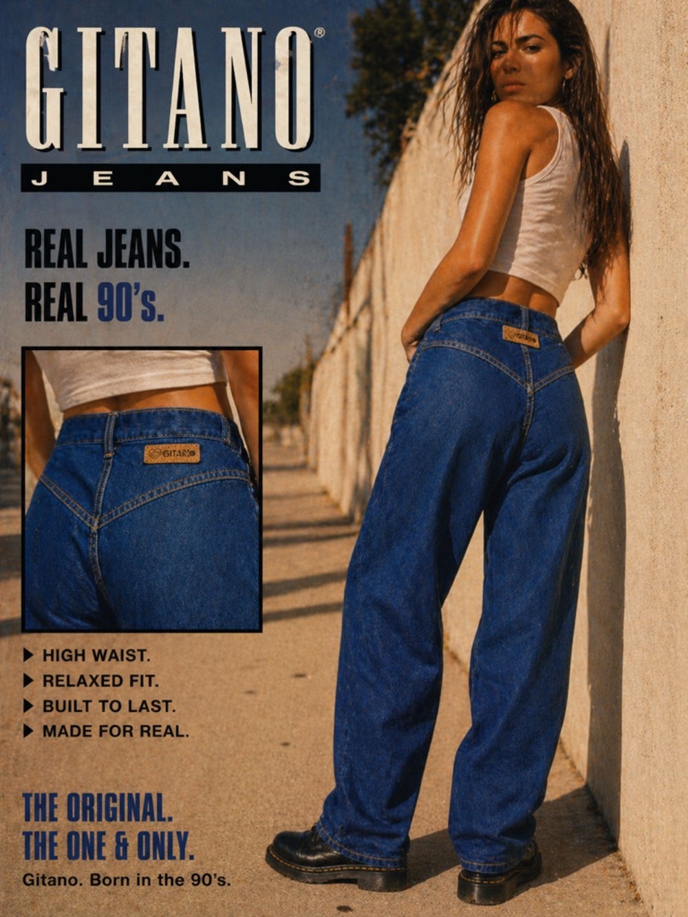 Gitano vintage 90’s Dark Blue High-Rise Relaxed Straight Leg Jeans size 12